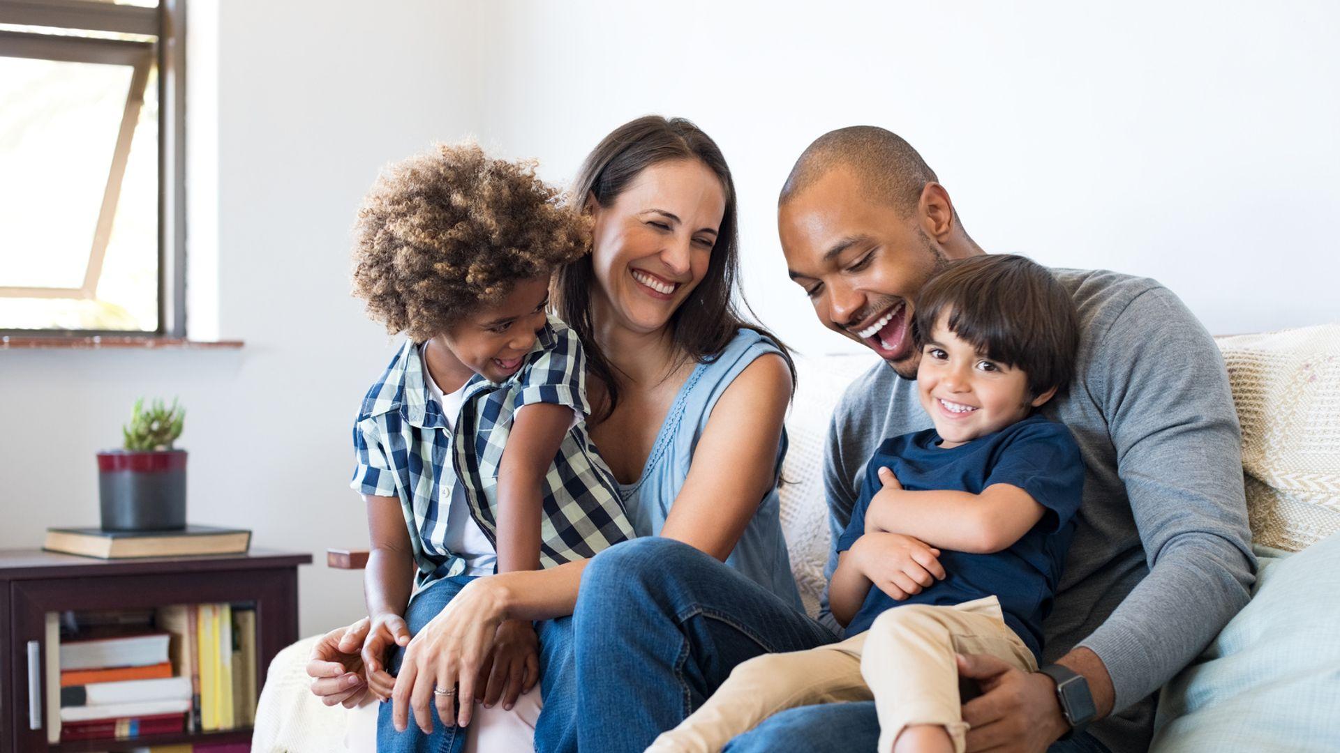 Happy family playing together